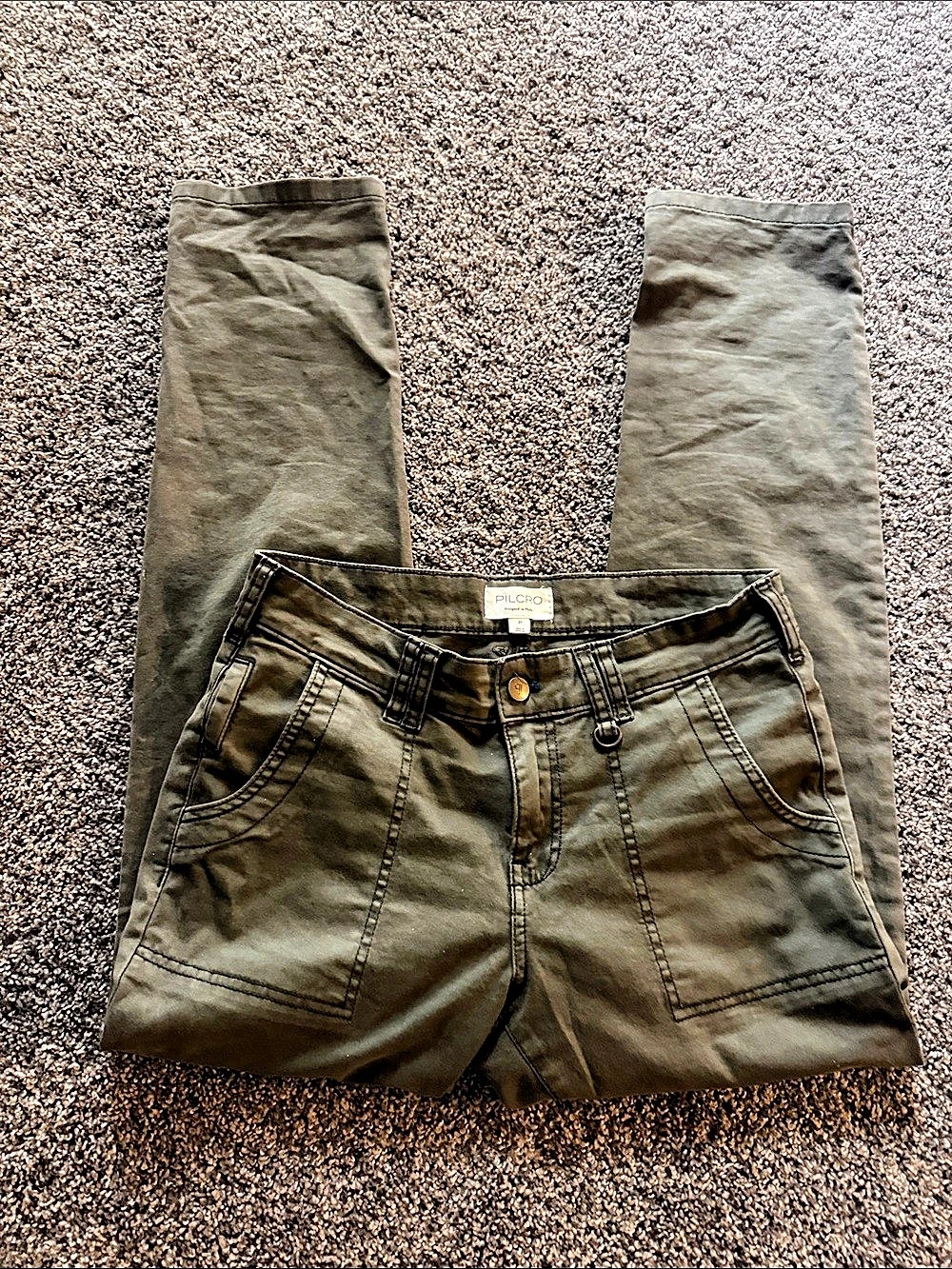 PILCRO Straight Leg Utility Pants in Green Waist 27